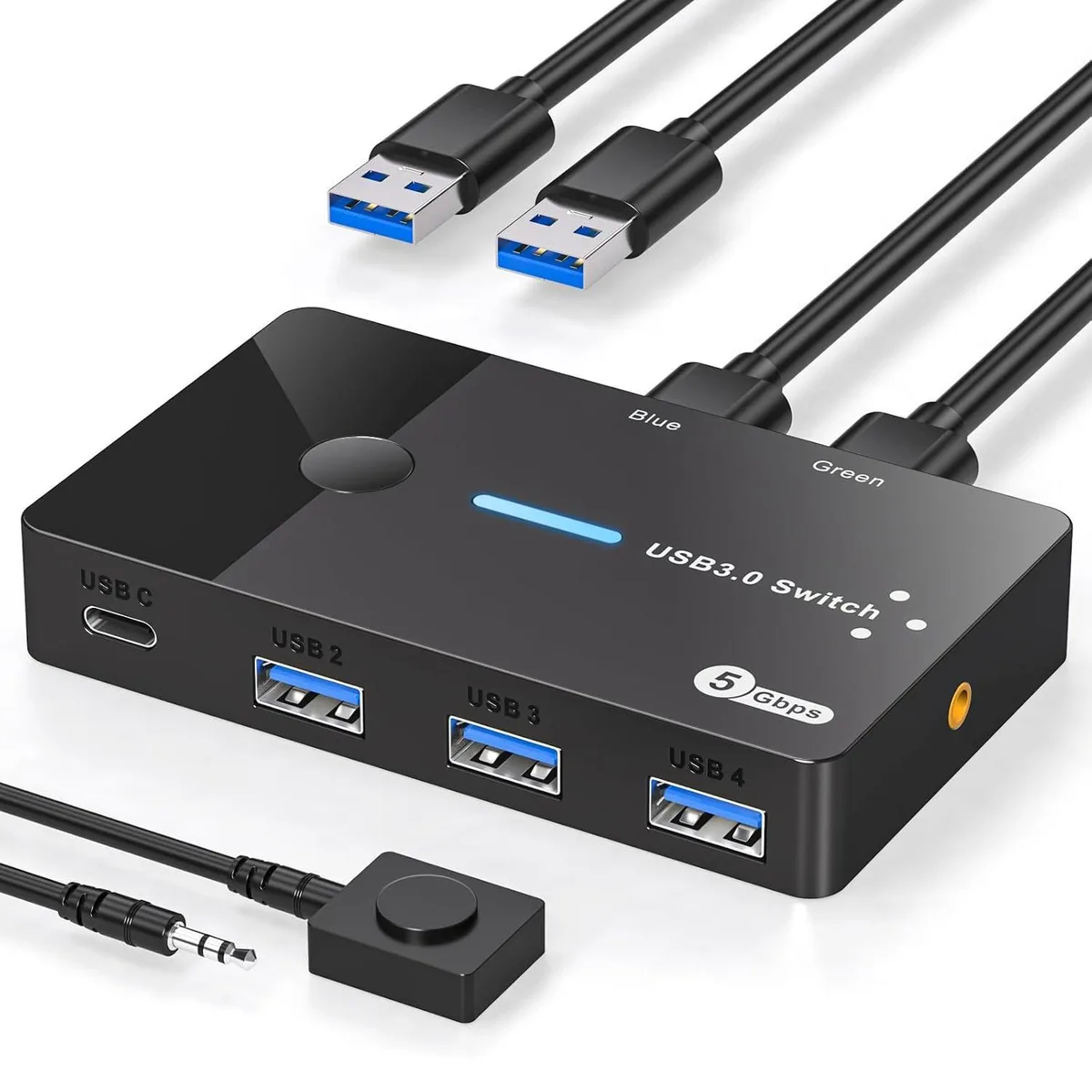 WRIARICH WRIARICH USB 3.0 KVM Switch 2-Port 4-Port USB-C Desktop Controller — product photo