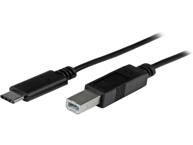 Black 1m USB 2.0 Type-C male to Type-B male cable with PVC jacket