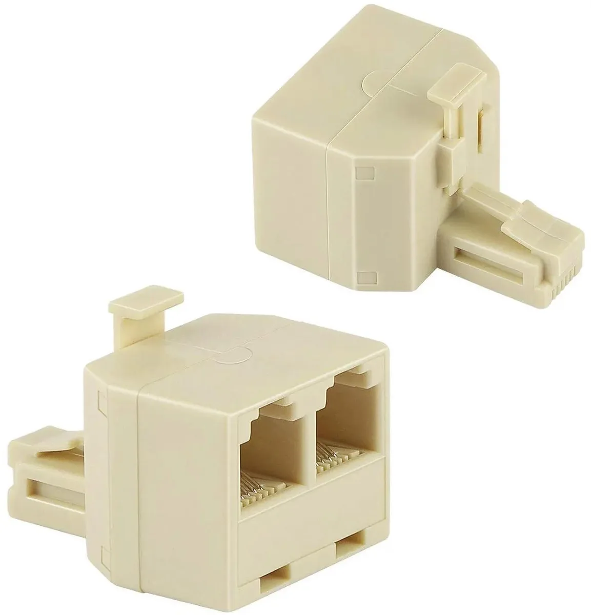 Vszerda Vszerda RJ11 Duplex Wall Jack Splitter 1 to 2 Cream 2 Pack — product photo