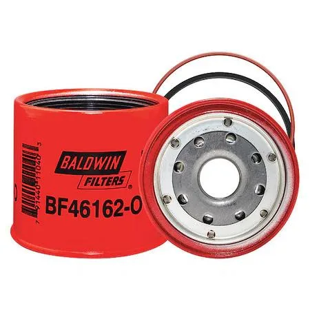 Silver metal spin-on fuel filter cylinder with open port for bowl attachment