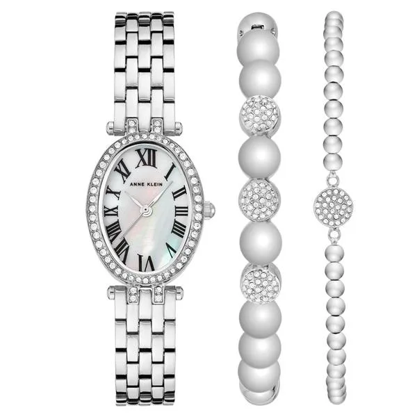 Anne Klein Anne Klein AK-3971SVST 22 mm Oval Silver-Tone Watch — product photo