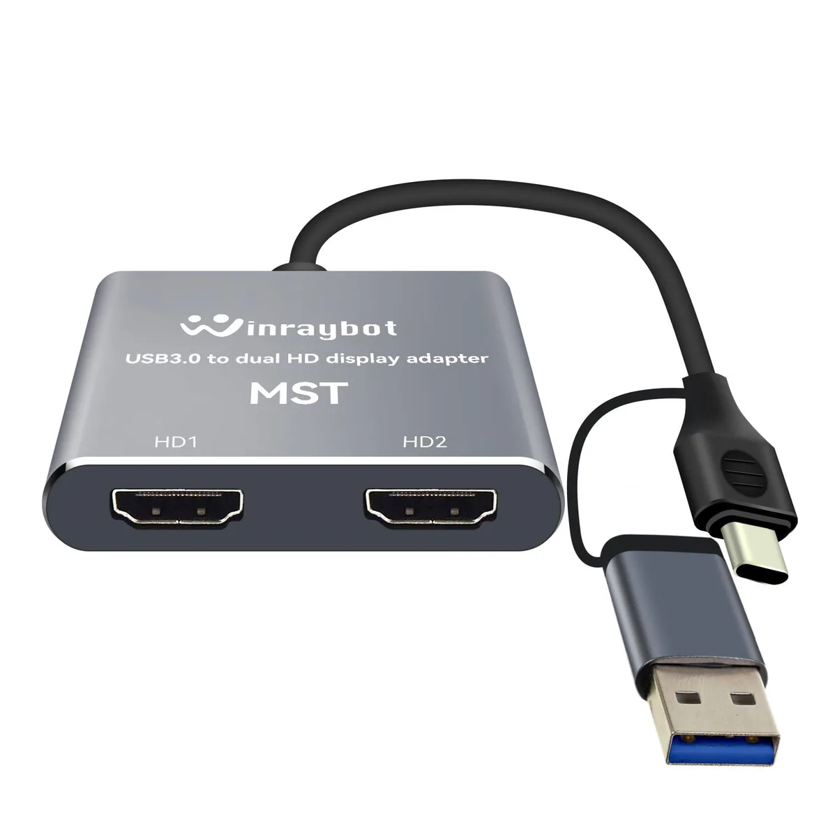 WinRaybot USB 3.0 / Type-C Dual HDMI Display Adapter — product photo