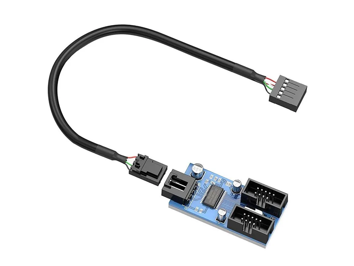 BUCIER BUCIER USB 2.0 9-pin header 1-to-2 splitter adapter 30cm cable — product photo