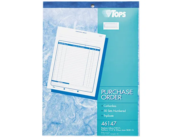 TOPS TOPS 46147 Purchase Order Book 3-Part Carbonless 50 Sets/Book — product photo