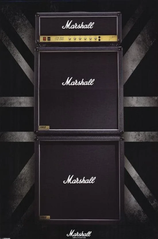 Poster print of a Marshall amplifier stack, 24 by 36 inches