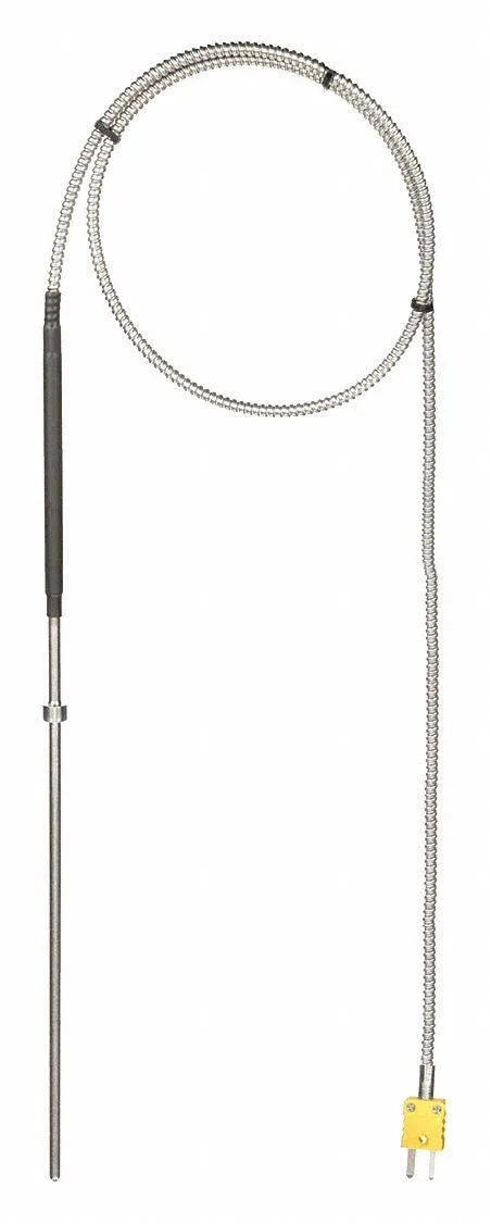 Grey immersion probe, stainless tip, 7 19/64 in, 2 ft 6 in lead
