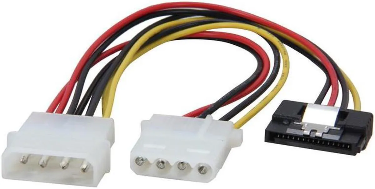 Vszerda Vszerda 8 inch Molex 4-pin to SATA 15-pin + Molex 4-pin Y-splitter internal power cable — product photo