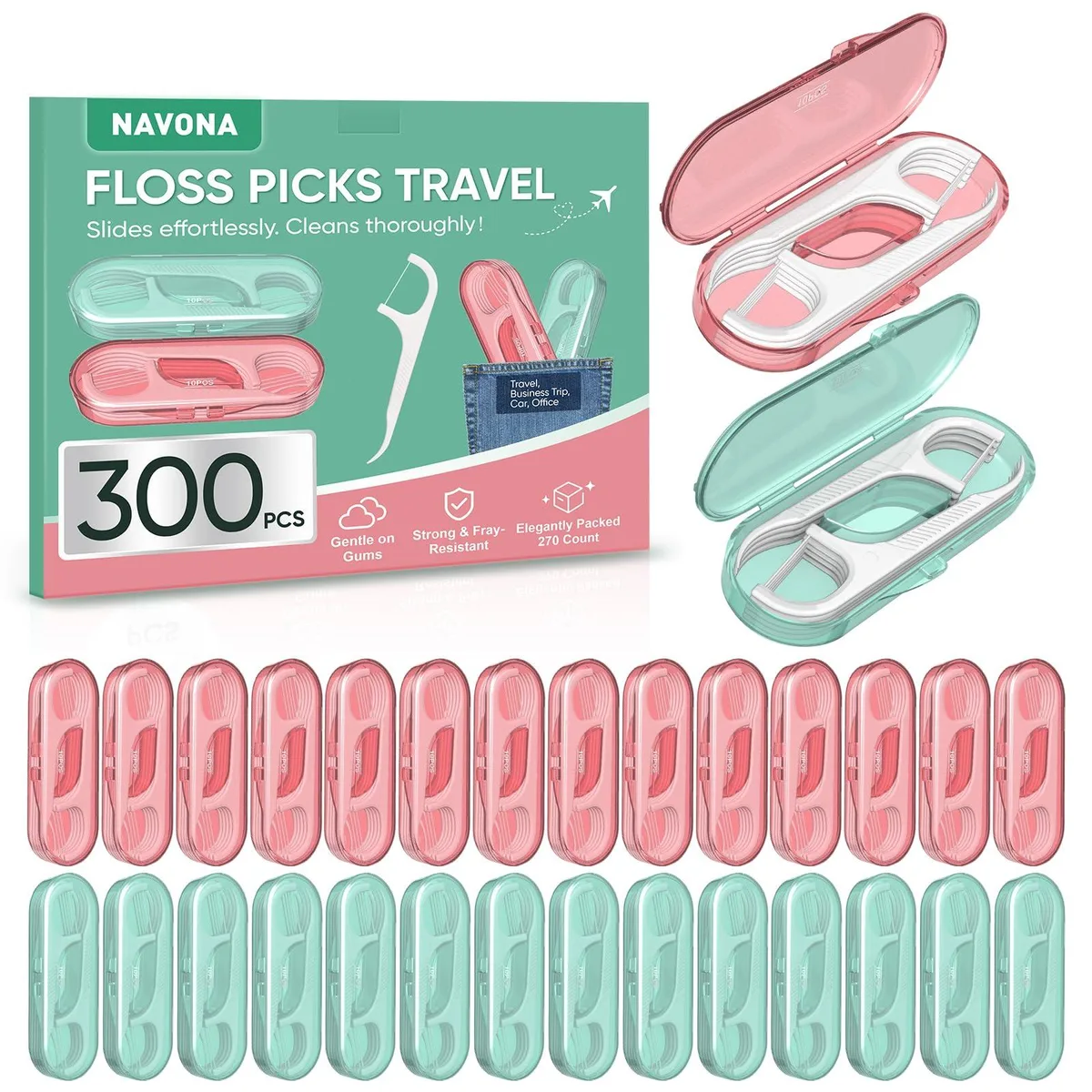 Waterpik Navona Unflavored Flosser 300 Count 30 Packs with Case — product photo