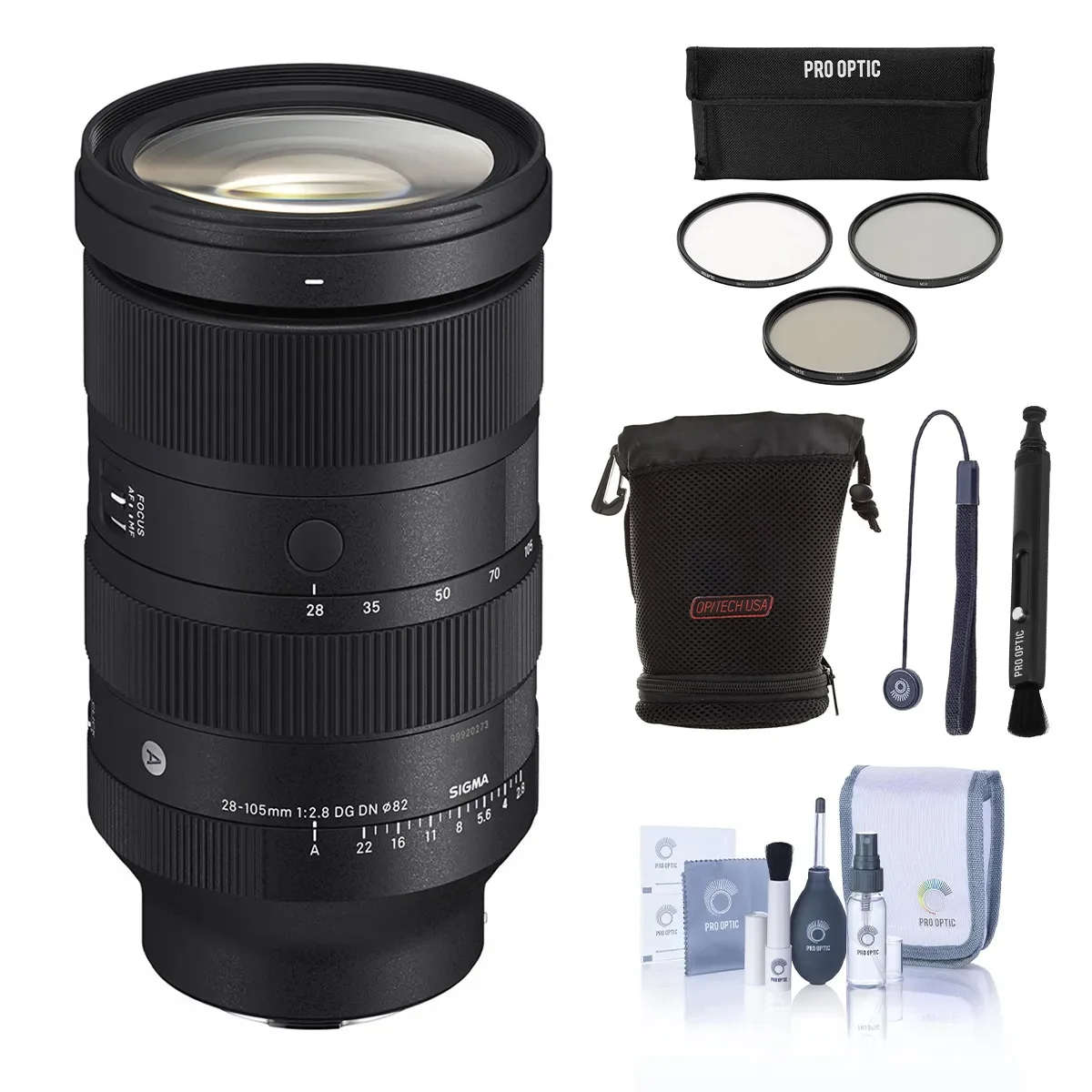 SIGMA SIGMA 28-105mm f/2.8 DG DN Art L-mount camera lens with 82mm filter kit — product photo