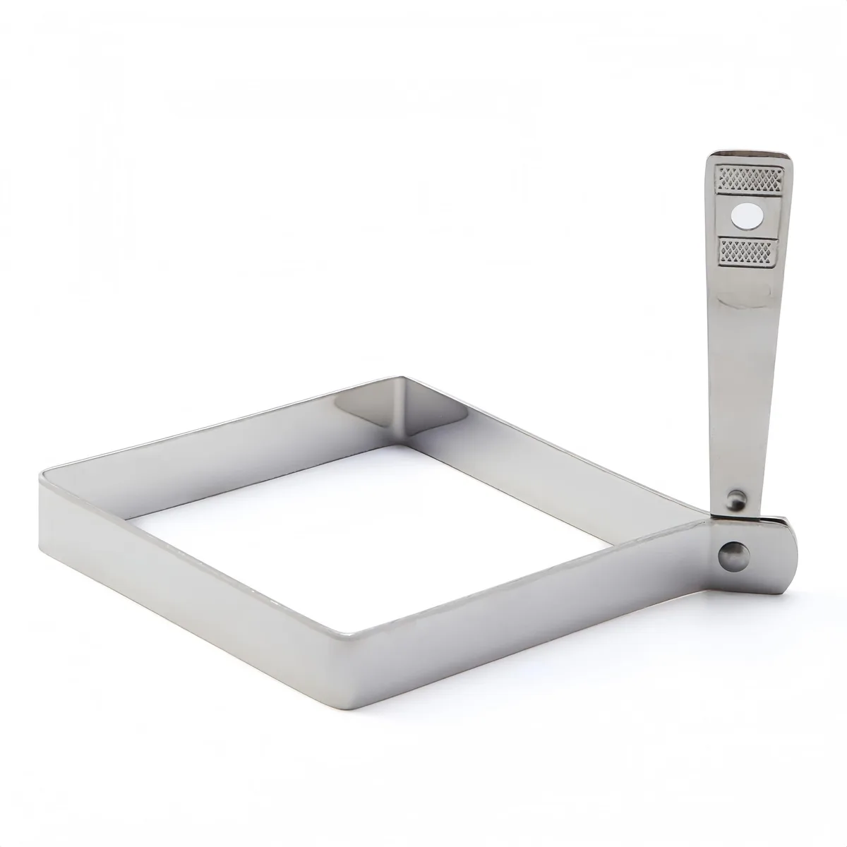 Square stainless steel egg mold with foldable handle