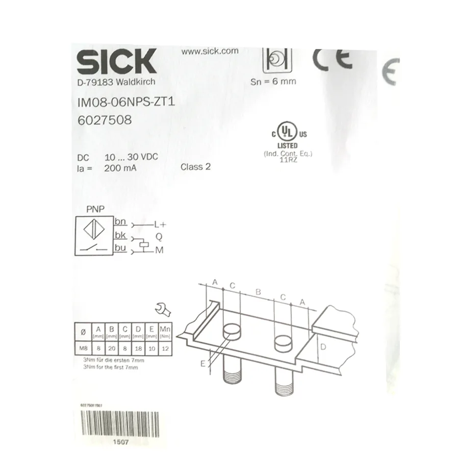 Sick Sick IM08-06NPS-ZT1 inductive proximity sensor PNP M8 6mm IP67 — product photo