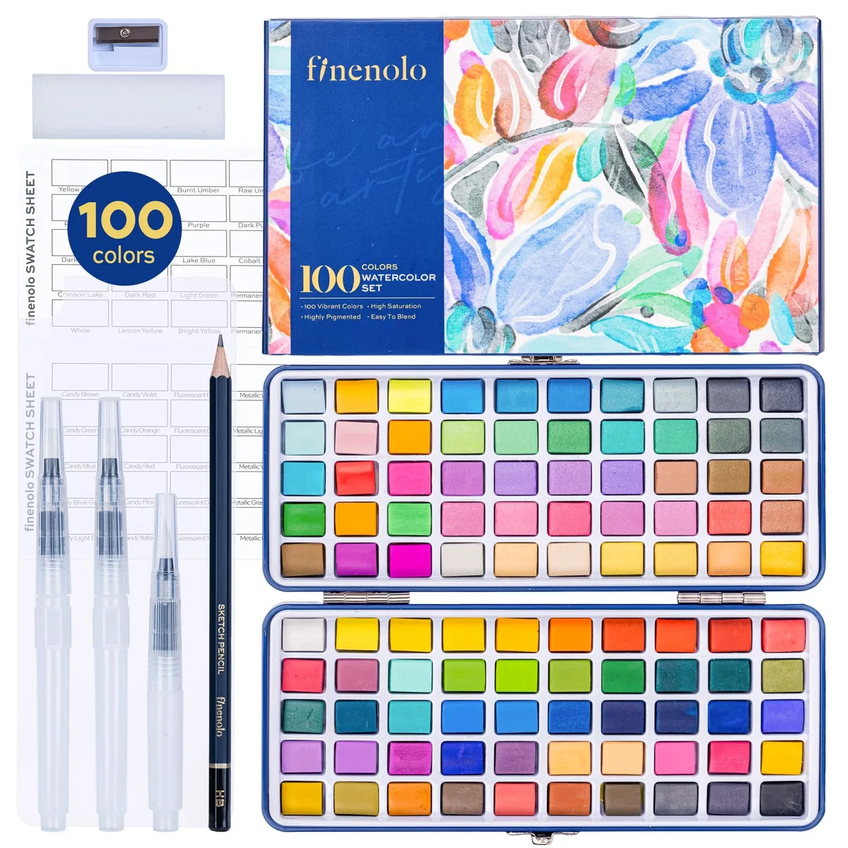  finenolo 100 Colors Watercolor Set Metallic Macaron Fluorescent 0.44kg — product photo
