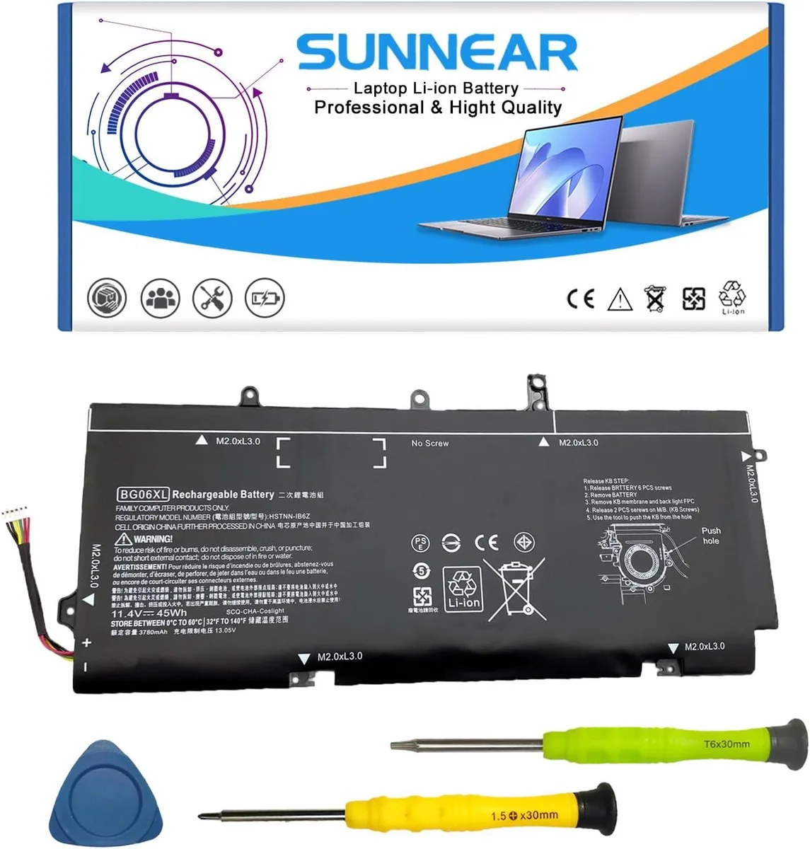 PISKEKAT PISKEKAT BG06XL laptop battery for HP EliteBook Folio 1040 G3 — product photo