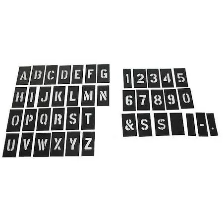Zoro Select 20Y524 stencil kit with interlocking letters and numbers in 2 inch height