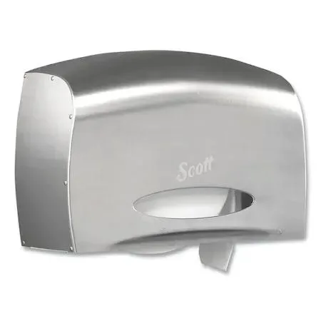 Stainless steel coreless jumbo roll dispenser, 9.8 by 14.3 inches