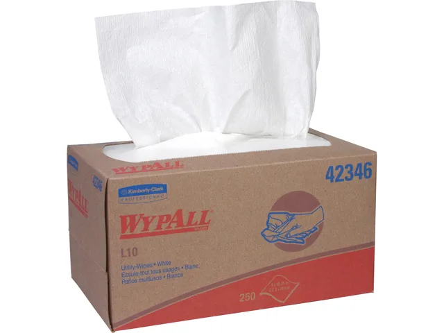 WypAll WypAll 42346 L10 Disposable Towels Cleaning 24 Boxes 250 Wipes White 9 x 10.25 in — product photo