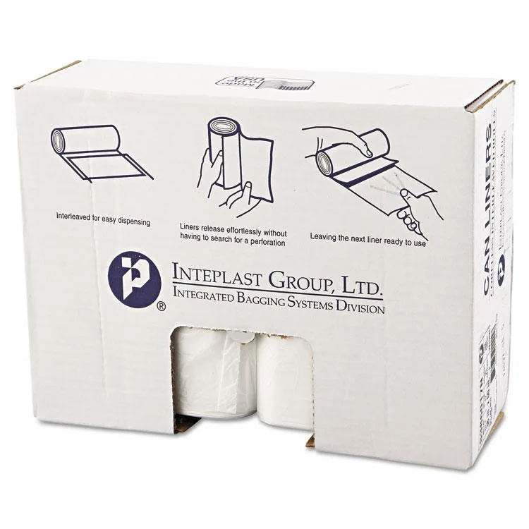 Clear high-density can liner roll 43 by 48 inches 60 gallon 12 micron 25 per roll