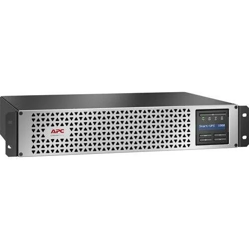 Rack-mount UPS unit in matte black metal housing