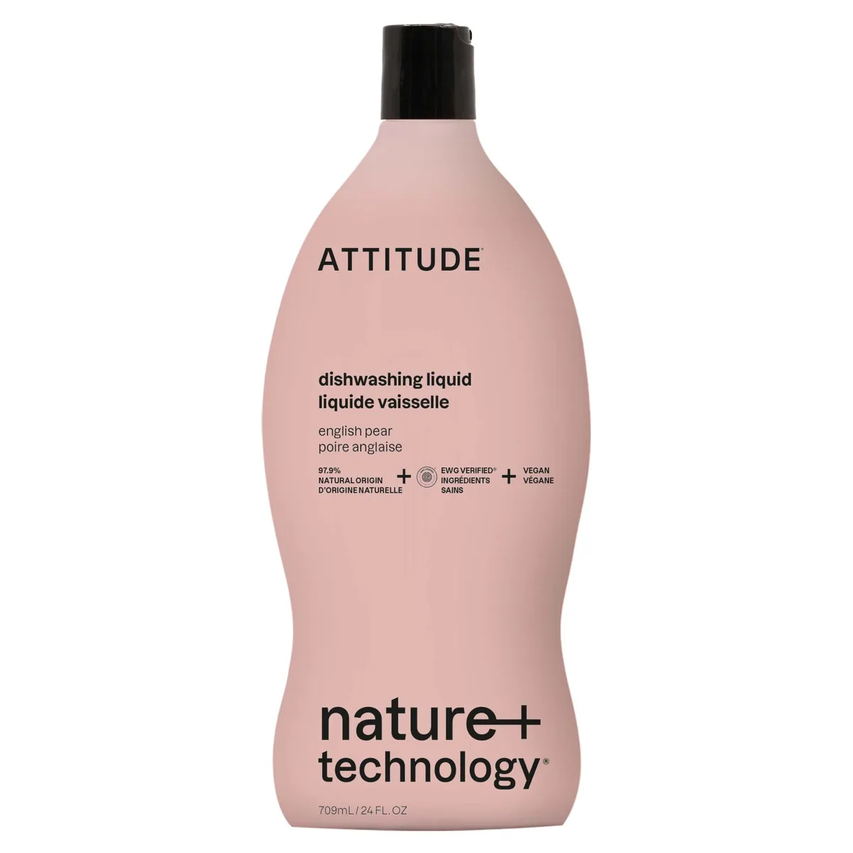 White recyclable HDPE bottle with English pear dish soap