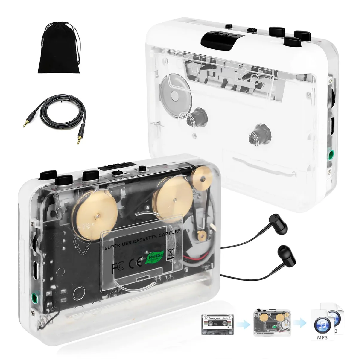  Janry-304-1 Cassette Player Auto Reverse MP3 Converter 3.5mm Jack — product photo