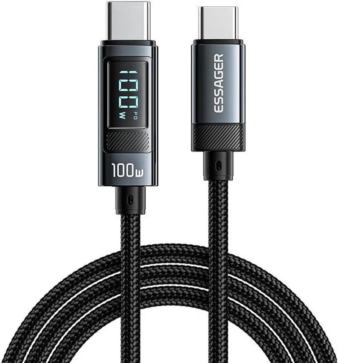 SMUGDESK SMUGDESK 100W USB-C to USB-C Cable with LED Display 3.3 ft Black — product photo