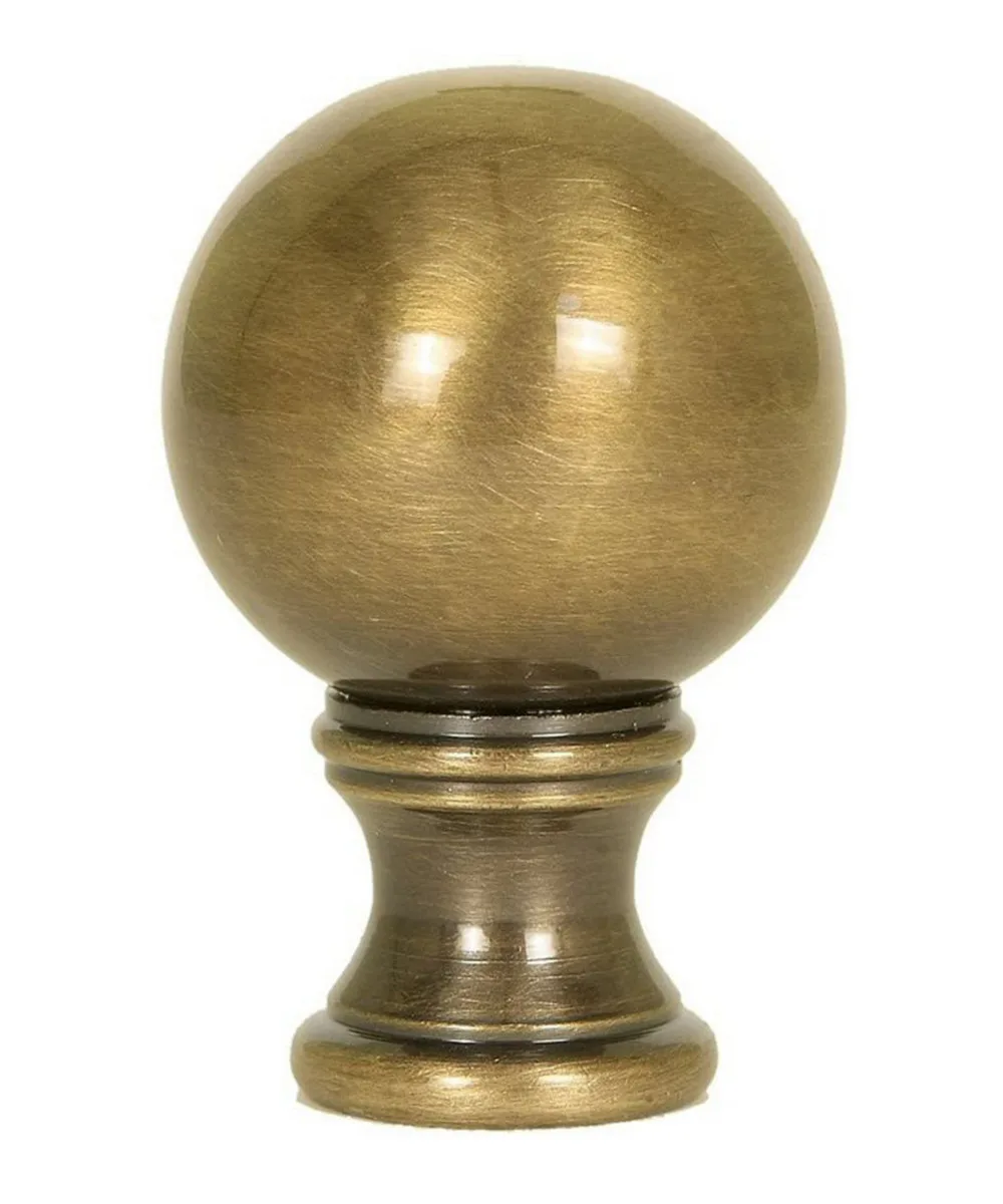 Antique brass solid sphere lamp finial 1.75 inch height