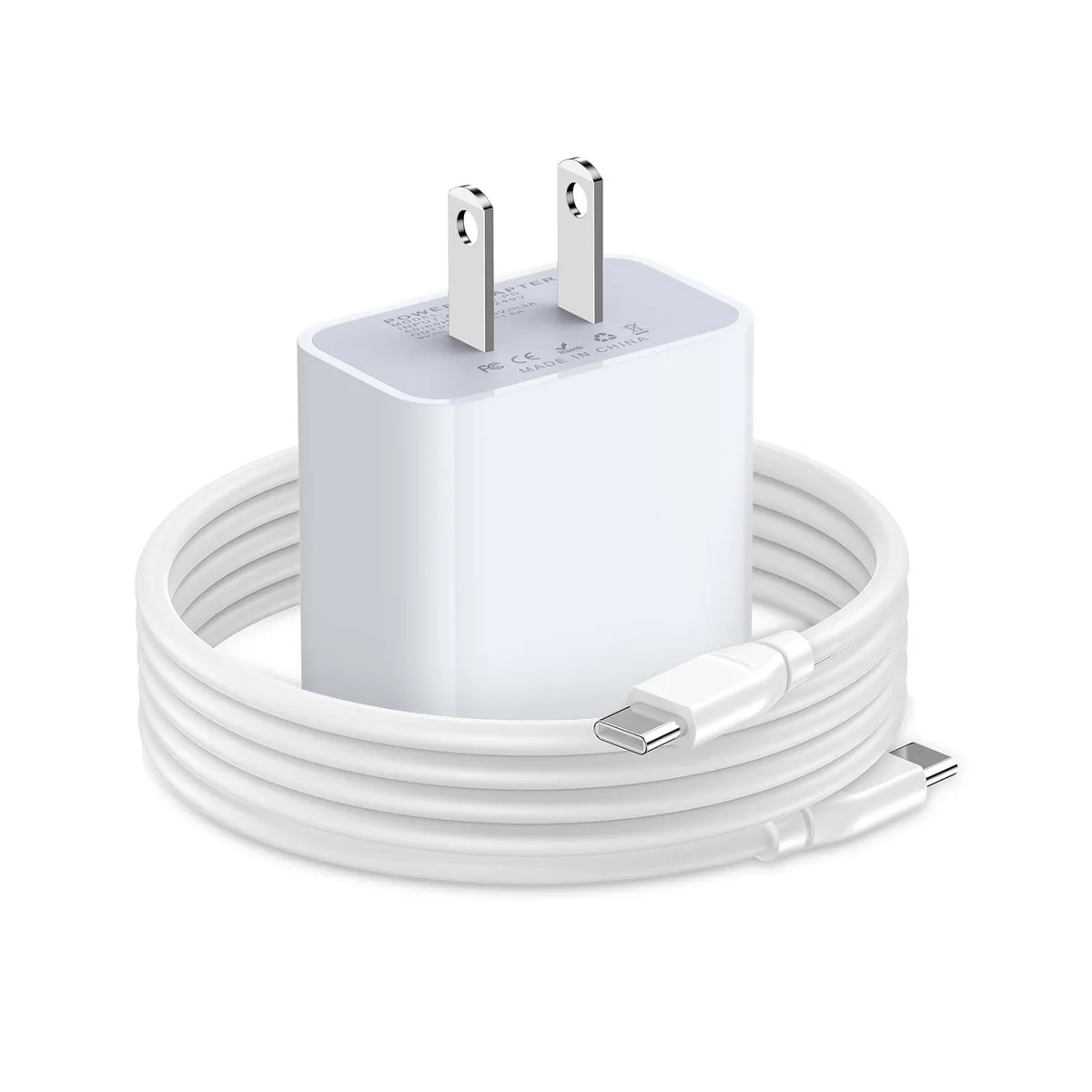 GE BP2212-PD 20W USB-C charger + 6FT Type-C cable phone cable — product photo