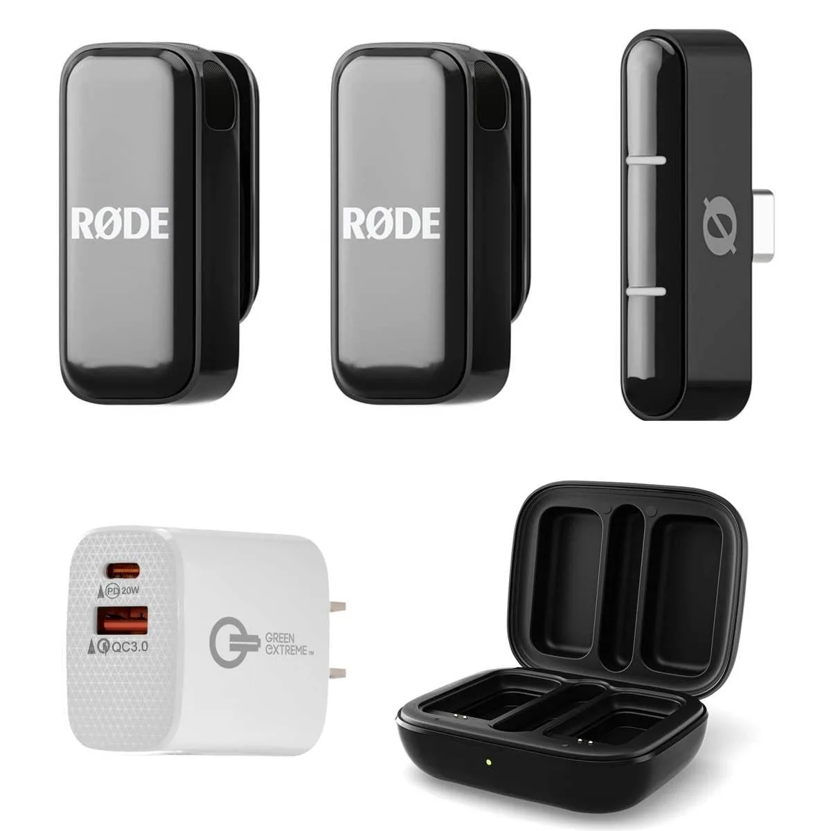 RODE Microphone RODE Microphone Wireless Micro 2-Person USB-C System Black with Wall Charger — product photo