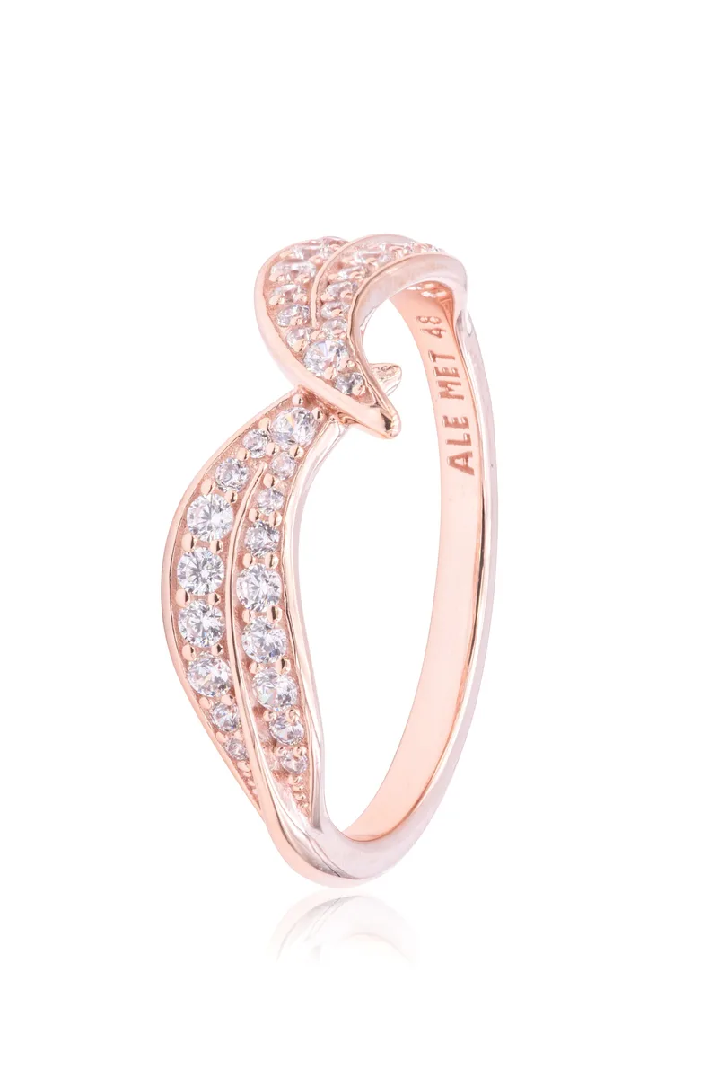 PANDORA PANDORA Sparkling Leaves Ring 14ct Rose Gold Size 54 — product photo