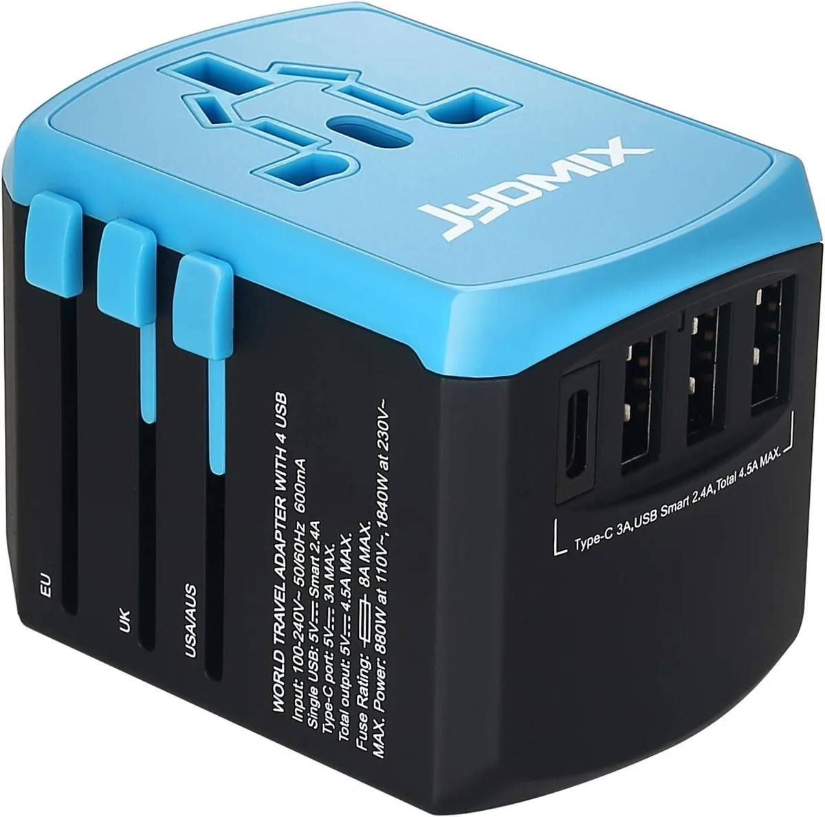 globalcrown globalcrown Universal USB Travel Power Adapter with 3 USB Port and Type-C — product photo