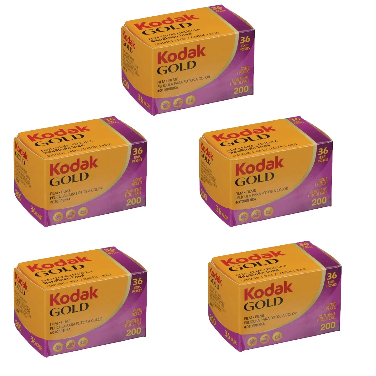 Kodak Kodak Kodacolor Gold 200 35mm Color Negative Film 36 Exposure 5-Pack — product photo