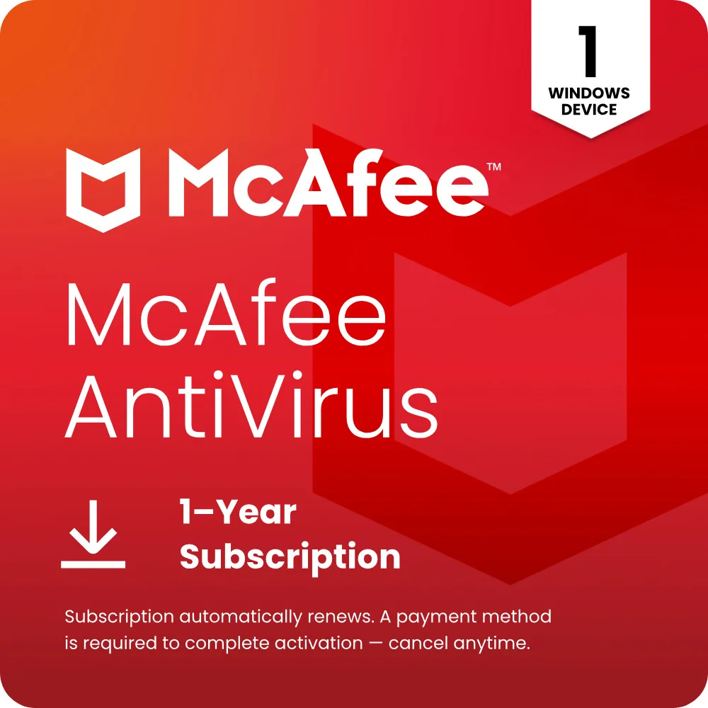 McAfee McAfee MAB51ENG1RAAD Antivirus 1 Device 1 Year Windows 10 11 — product photo