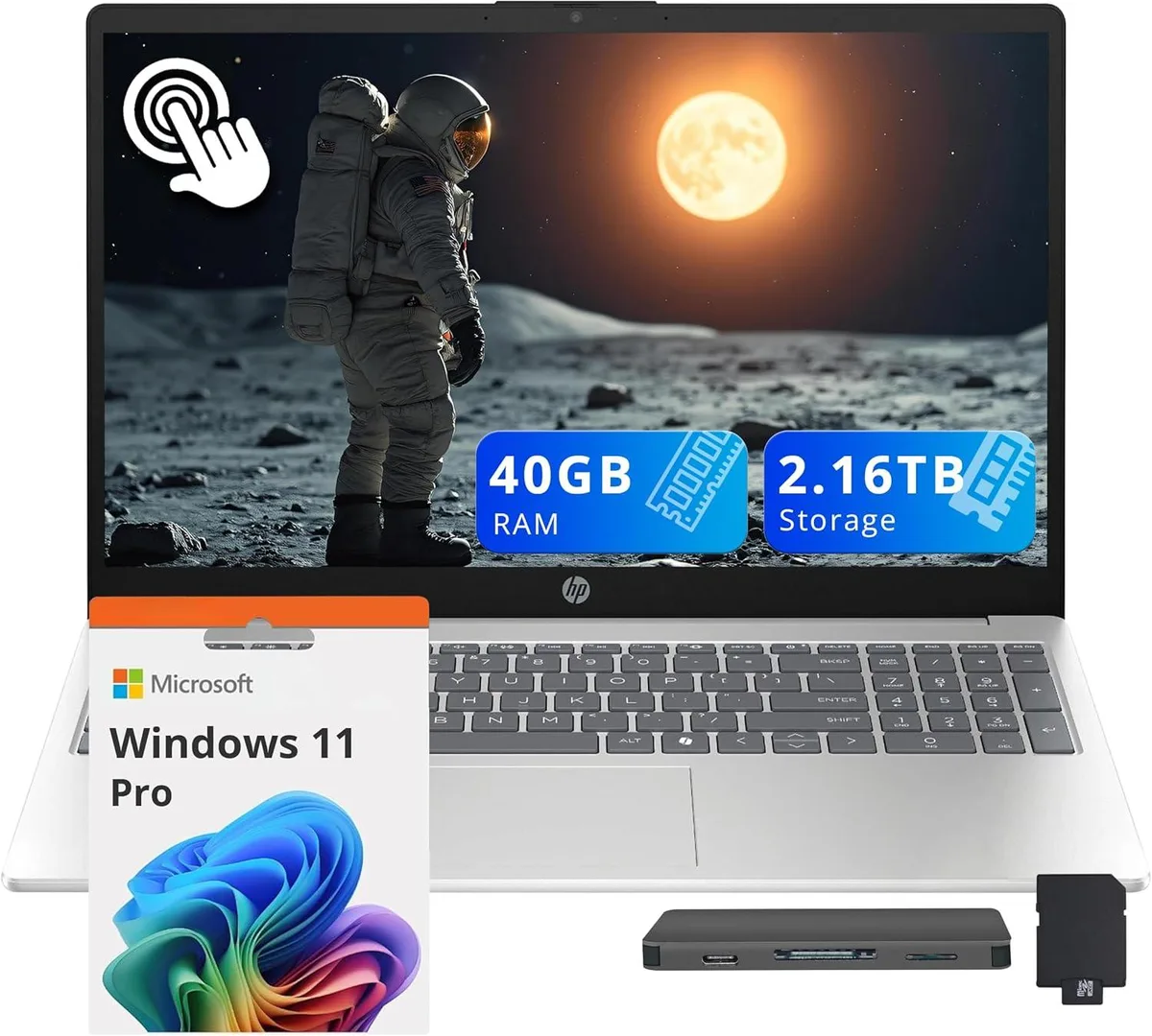 HP HP 15.6" FHD Touchscreen Business Laptop i5-1334U 40GB DDR4 2.16TB Storage Silver — product photo