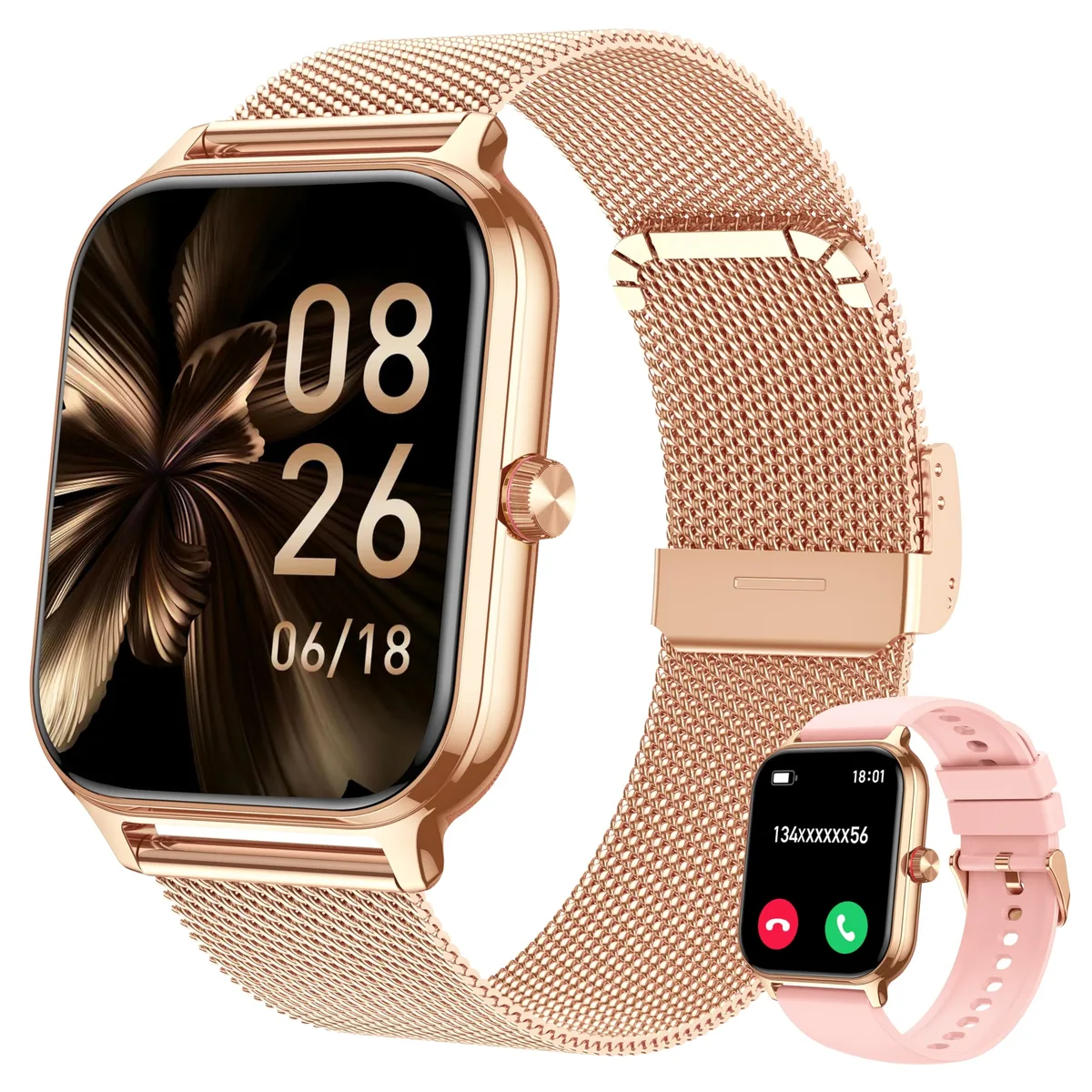  LODIMEKE Rose Gold Smart Watch 1.96'' 110+ Sports Modes — product photo