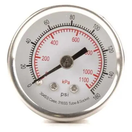 Value Brand Value Brand Commercial Pressure Gauge 0-160 psi 1 1/2 in Dial 1/8 in NPT — product photo