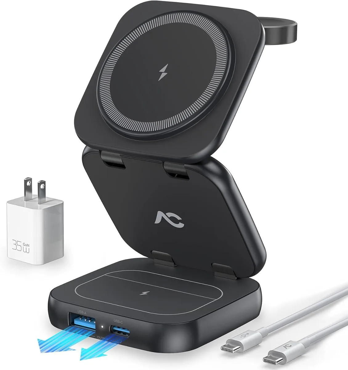 Luisport Luisport W7 Flip 5-in-1 Wireless Charger 35W Qi2.2 Foldable MagSafe with 35W Adapter — product photo