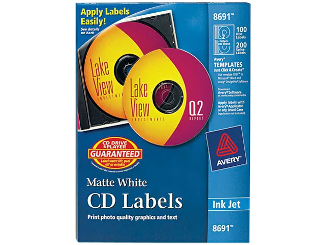 Avery Avery 8691 CD Labels Matte White 100 Face 200 Spine — product photo