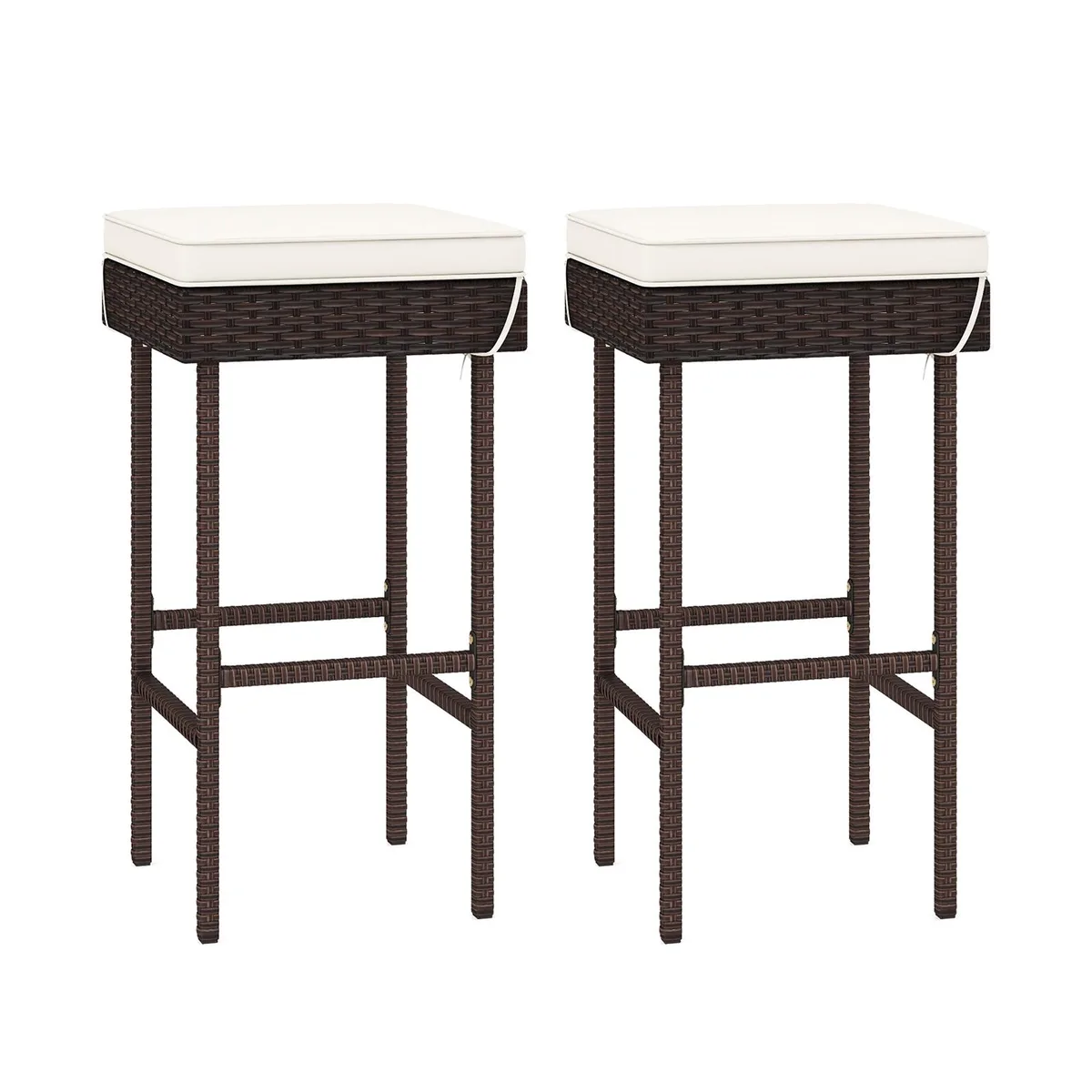 SlickBlue SlickBlue Patio Rattan Barstools Set of 2 White Mix Brown — product photo