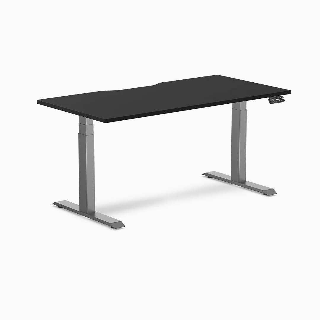 Desky Desky Dual Scalloped Laminate Sit Stand Desk Black Space Gray 59.1 x 29.5 in — product photo