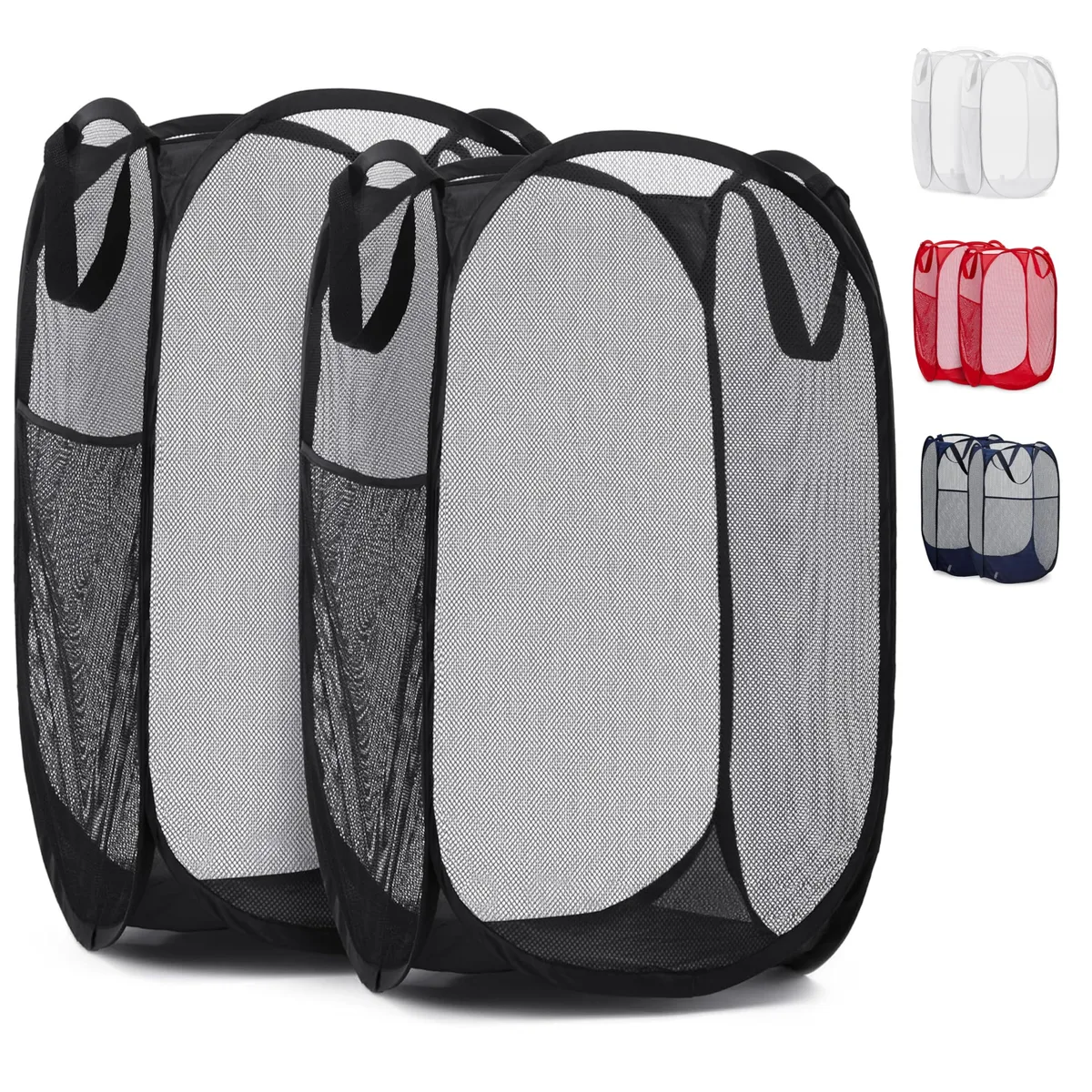 Handy Laundry Collapsible Mesh Laundry Tub 14x13x24in 2-Pack Black 5452 — product photo