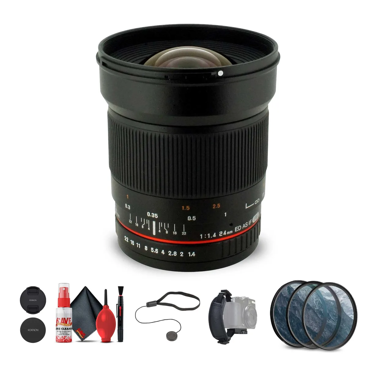 Rokinon Rokinon 24mm f/1.4 Aspherical Wide Angle Lens for Olympus Bundle camera lens — product photo