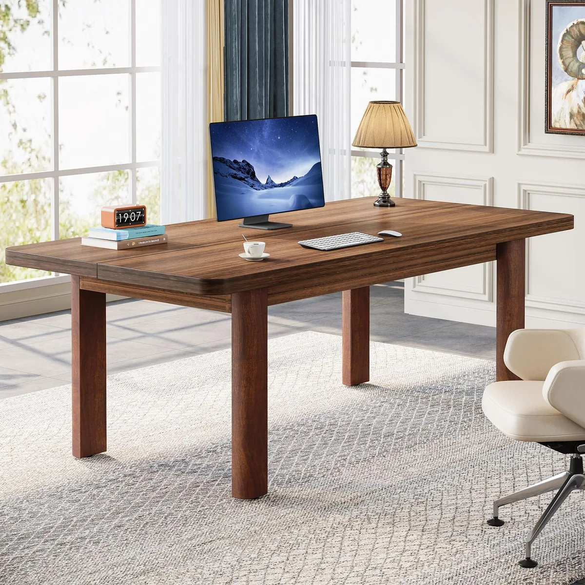 Tribesigns Tribesigns DESK63B 63-Inch Executive Desk, Rustic Brown office furniture — product photo
