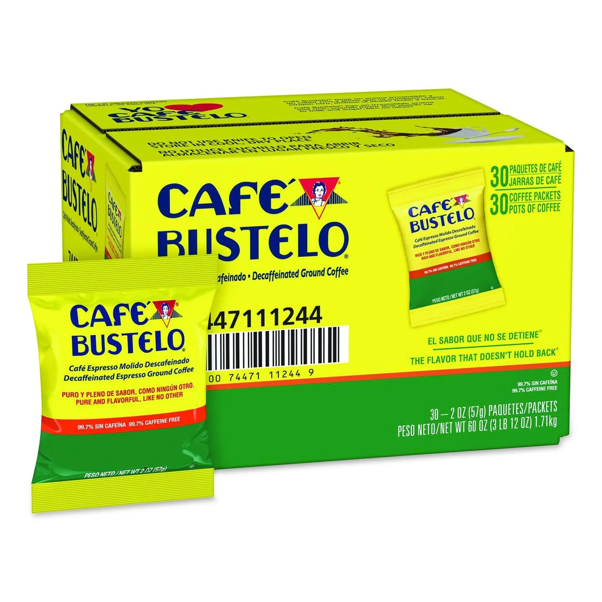 Carton of thirty two-ounce decaffeinated espresso fraction packs