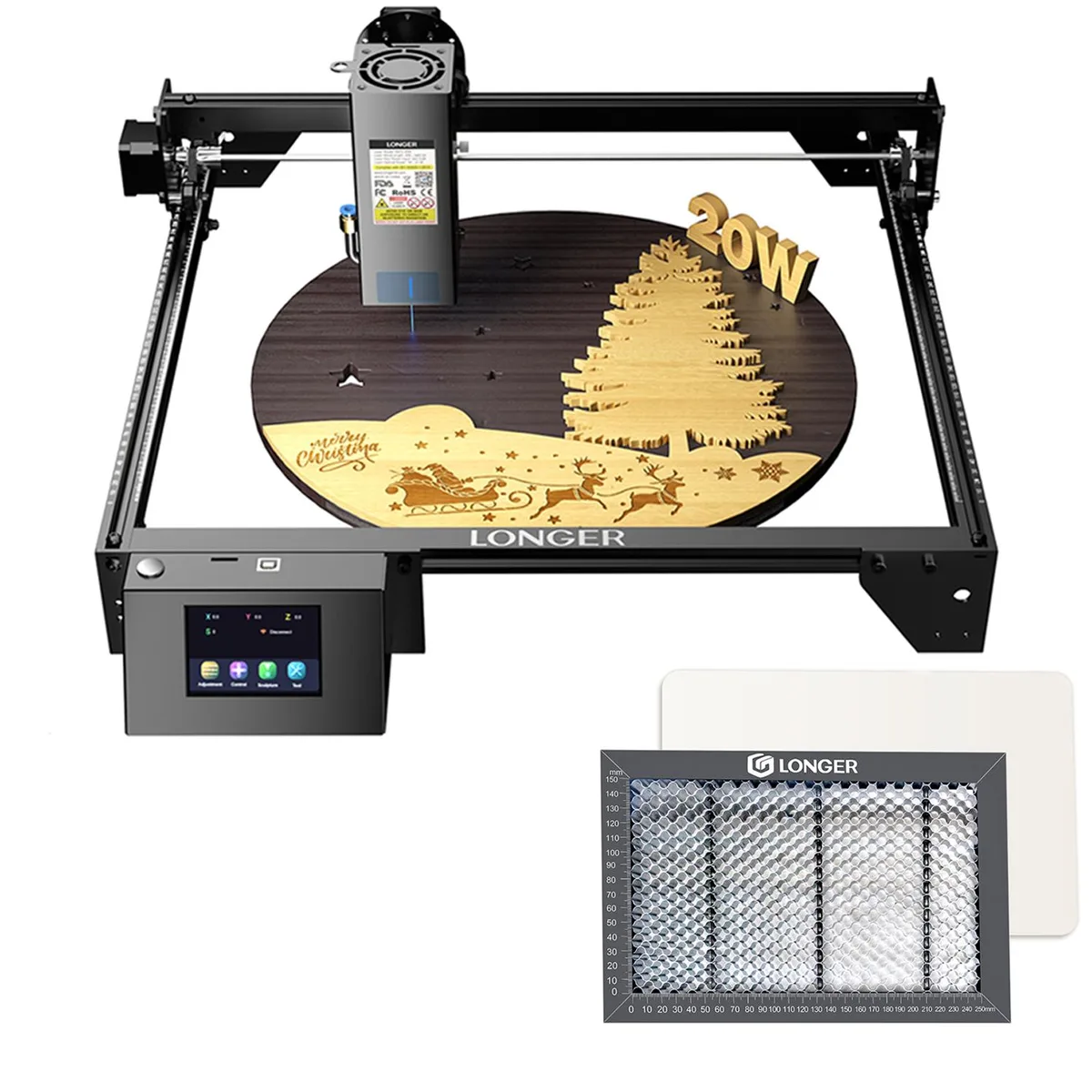 LONGER LONGER RAY5 20W Laser Engraver &amp; Honeycomb Table 11.8"x7.8"x.86 — product photo