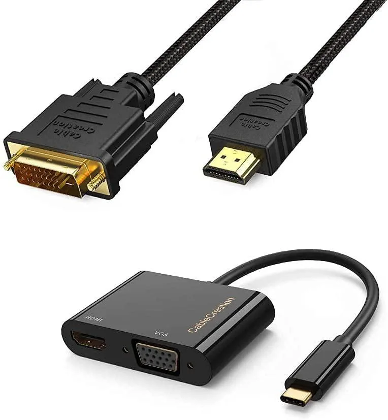 CableCreation CableCreation DVI-D 24+1 to HDMI Cable + USB-C to HDMI &amp; VGA Hub — product photo