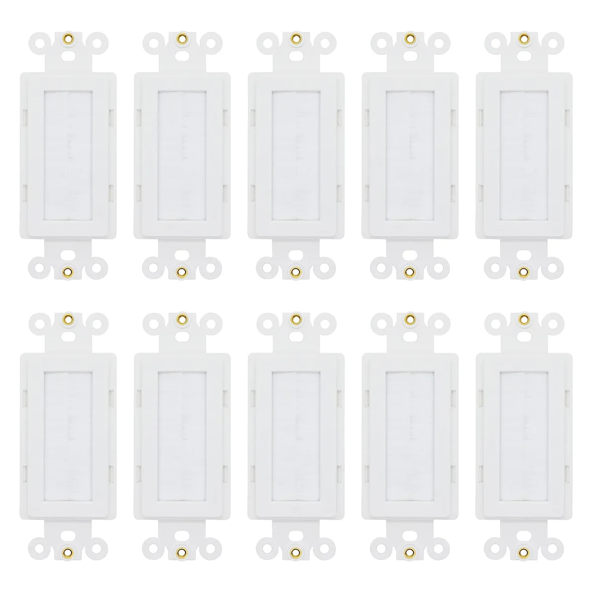 GSM Outdoors GSM Outdoors 2 in 1 Accessory Wall Plate Decorator Insert Brush Passthrough White 10 Pack — product photo