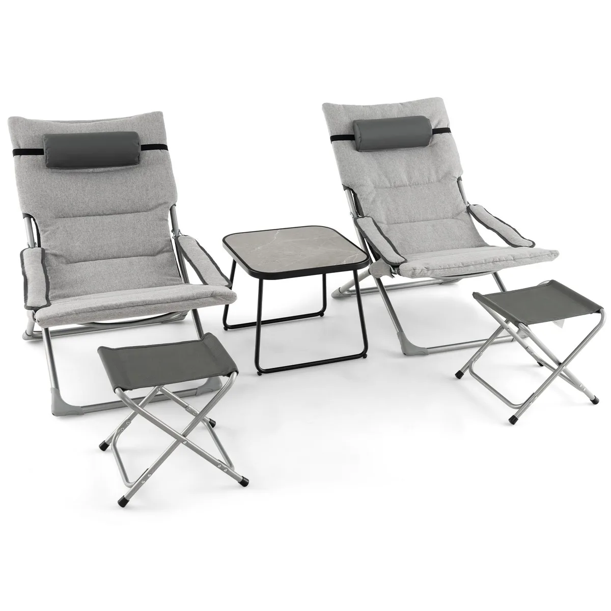 SlickBlue SlickBlue 5-Piece Patio Sling Chair Set Grey — product photo