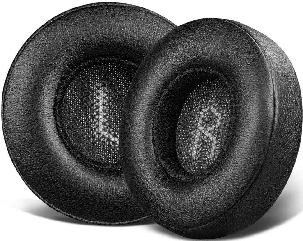 Pair of black leatherette ear pads with foam cores for JBL E35 and E45 headphones