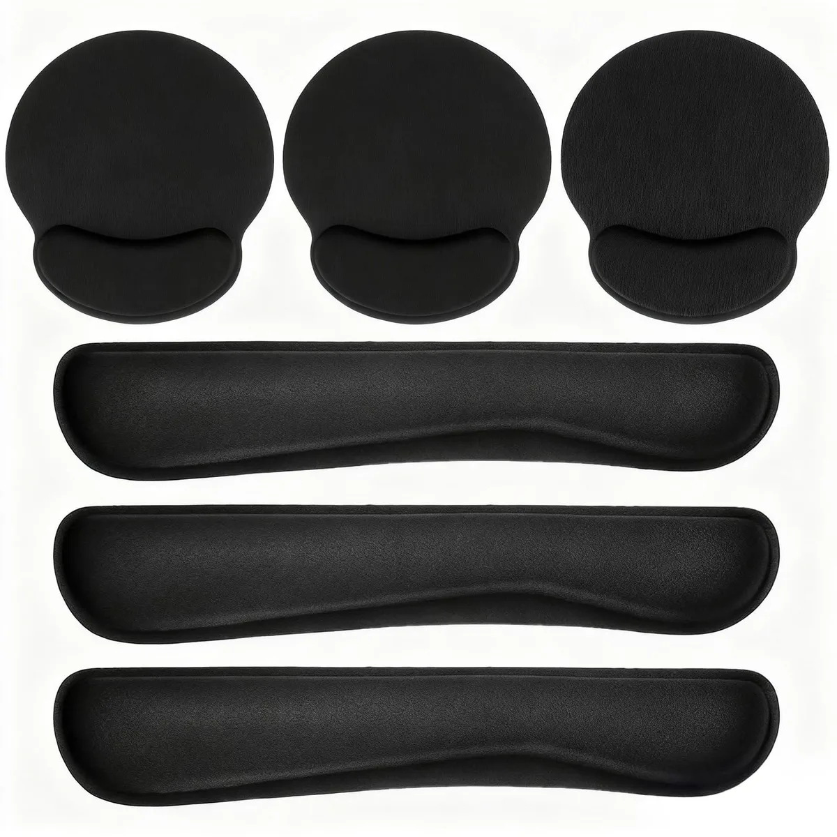  Keychron 6-piece mouse pad and keyboard wrist rest set, black, 10.04 x 9.06 in, 2 mm, 651 g — product photo
