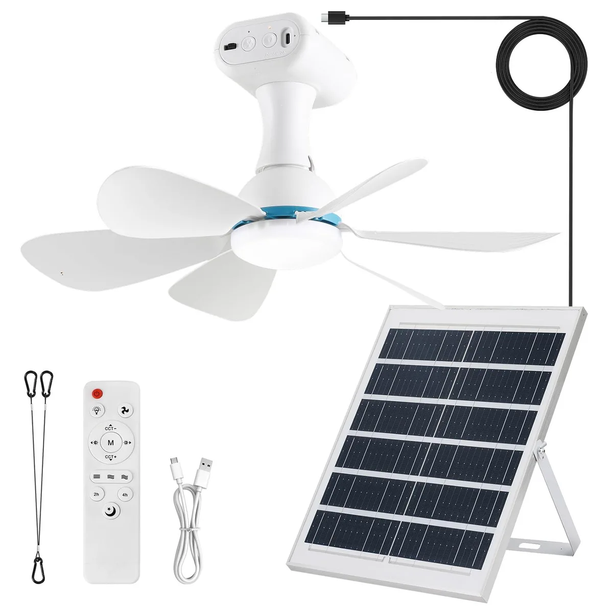  Lileng-895 20W Solar Ceiling Fan 30000mAh Remote — product photo